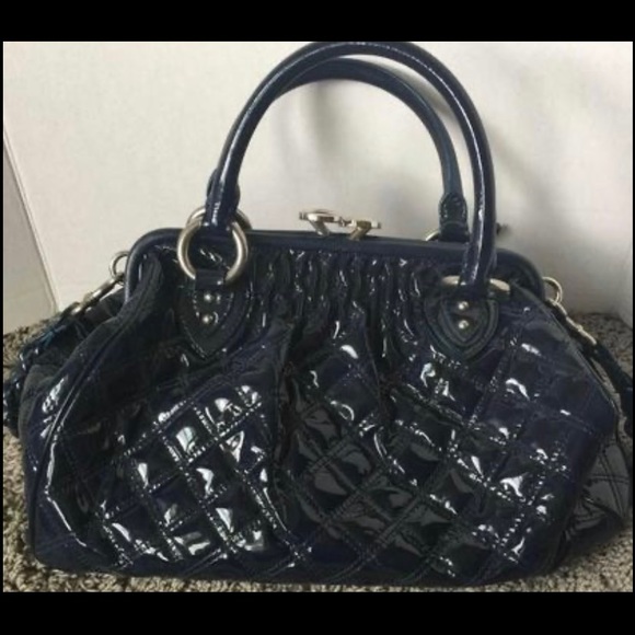 Marc Jacobs dark blue quilted patent leather Stan-top handle shoulder bag. - Picture 4 of 5
